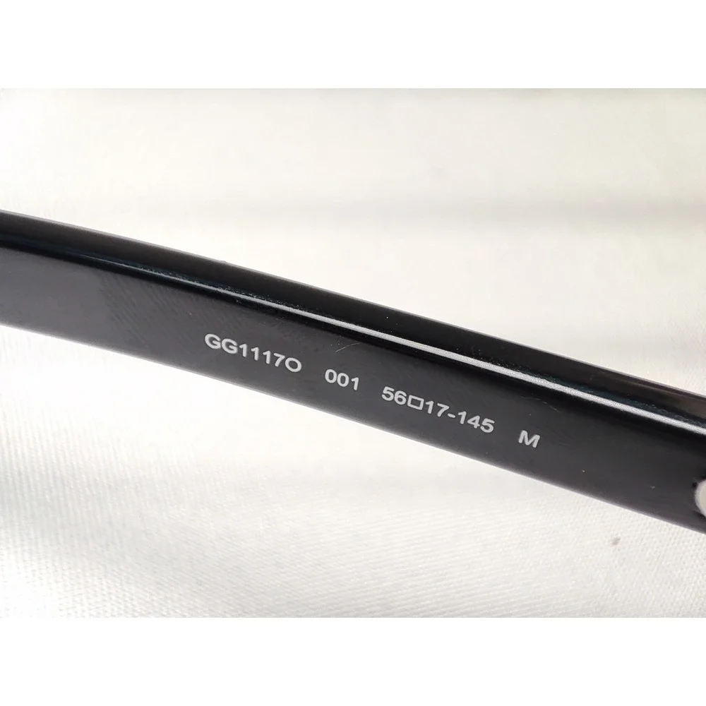 Gucci GG1117O 001 Black Acetate Rectangle Eyeglass Frames Italy 56-17-145